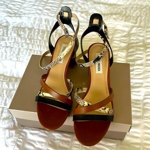 Steve Madden casual heels, snake skin print & ankle wrap strap